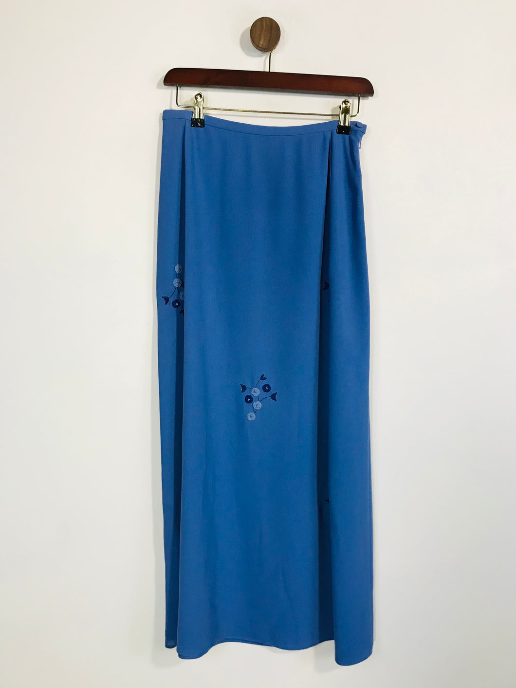 Jacques Vert Women's Floral Embroidered Maxi Skirt | UK10 | Blue