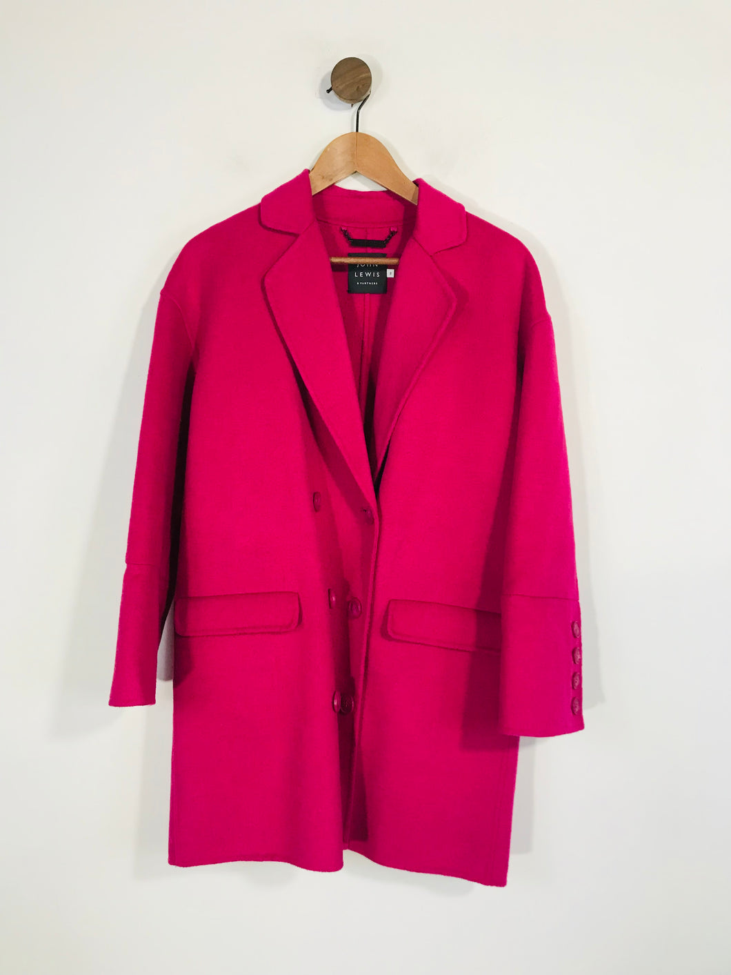 John Lewis Women's Wool Overcoat Coat | UK8 | Pink