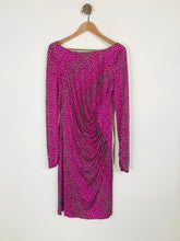 Load image into Gallery viewer, LK Bennett Women&#39;s Silk Leopard Print Shift Dress | UK14 | Purple
