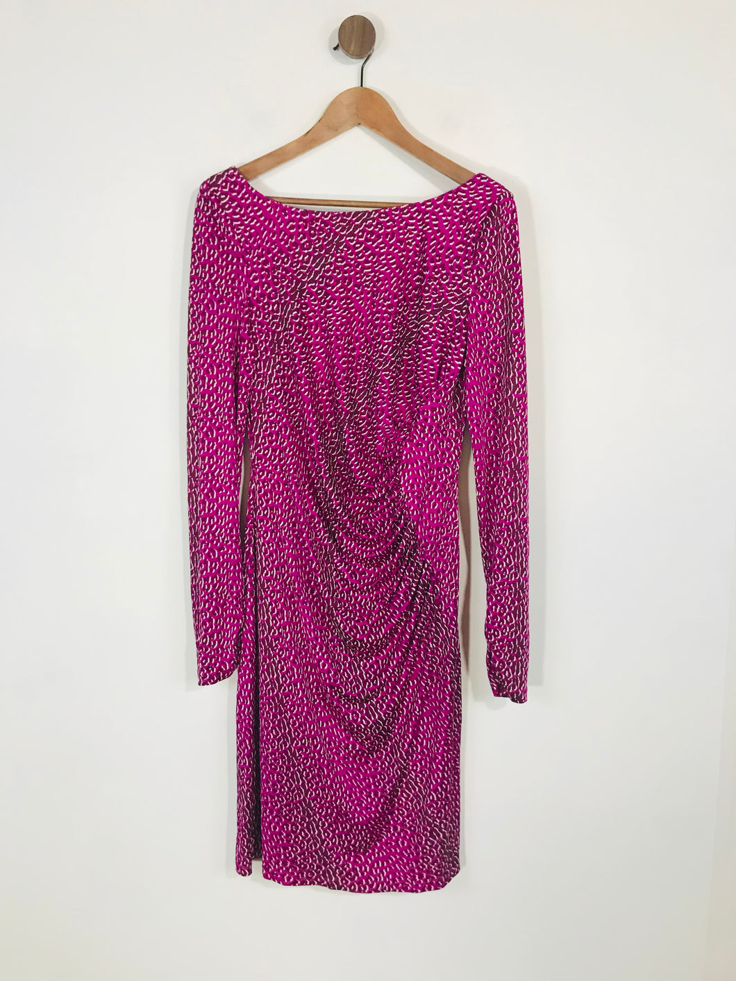 LK Bennett Women's Silk Leopard Print Shift Dress | UK14 | Purple