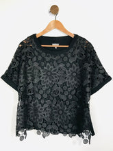 Load image into Gallery viewer, Phase Eight Women&#39;s Floral Crochet Blouse | UK16 | Black
