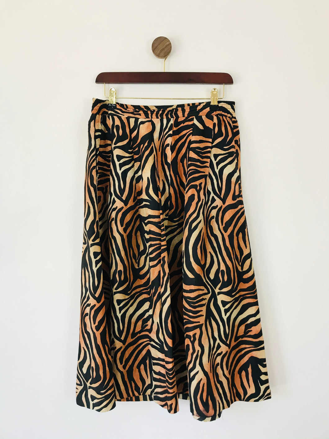 Pacific Silk & Studio Women’s Vintage Silk Midi Skirt | M | Brown Black