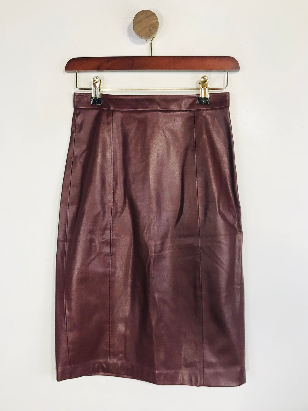 Mango Women's Leather High Waist Pencil Skirt | EU34 UK6 | Red