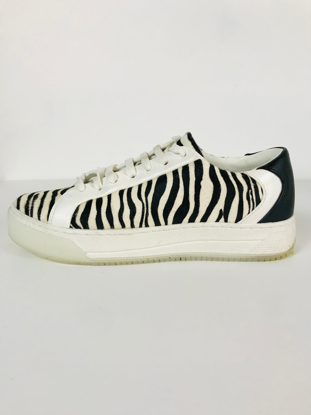 Zara Women's Faux Fur Zebra Platform Trainers | EU39 UK6 | White