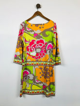 Load image into Gallery viewer, Emilio Pucci Women&#39;s Silk 60s Floral Long Sleeve Bodycon Dress | 40 UK12 | Multicolour
