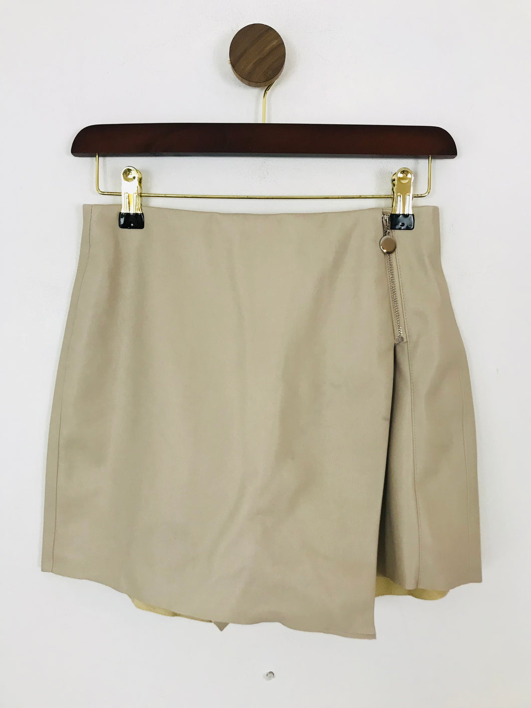Zara Women's Faux Leather Skort Hot Short Shorts | S UK8 | Beige