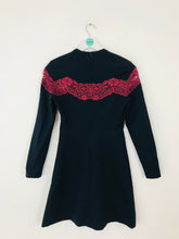 Load image into Gallery viewer, Sandro Women’s Long Sleeve Lace Mini Dress | 1 UK8 | Black Red
