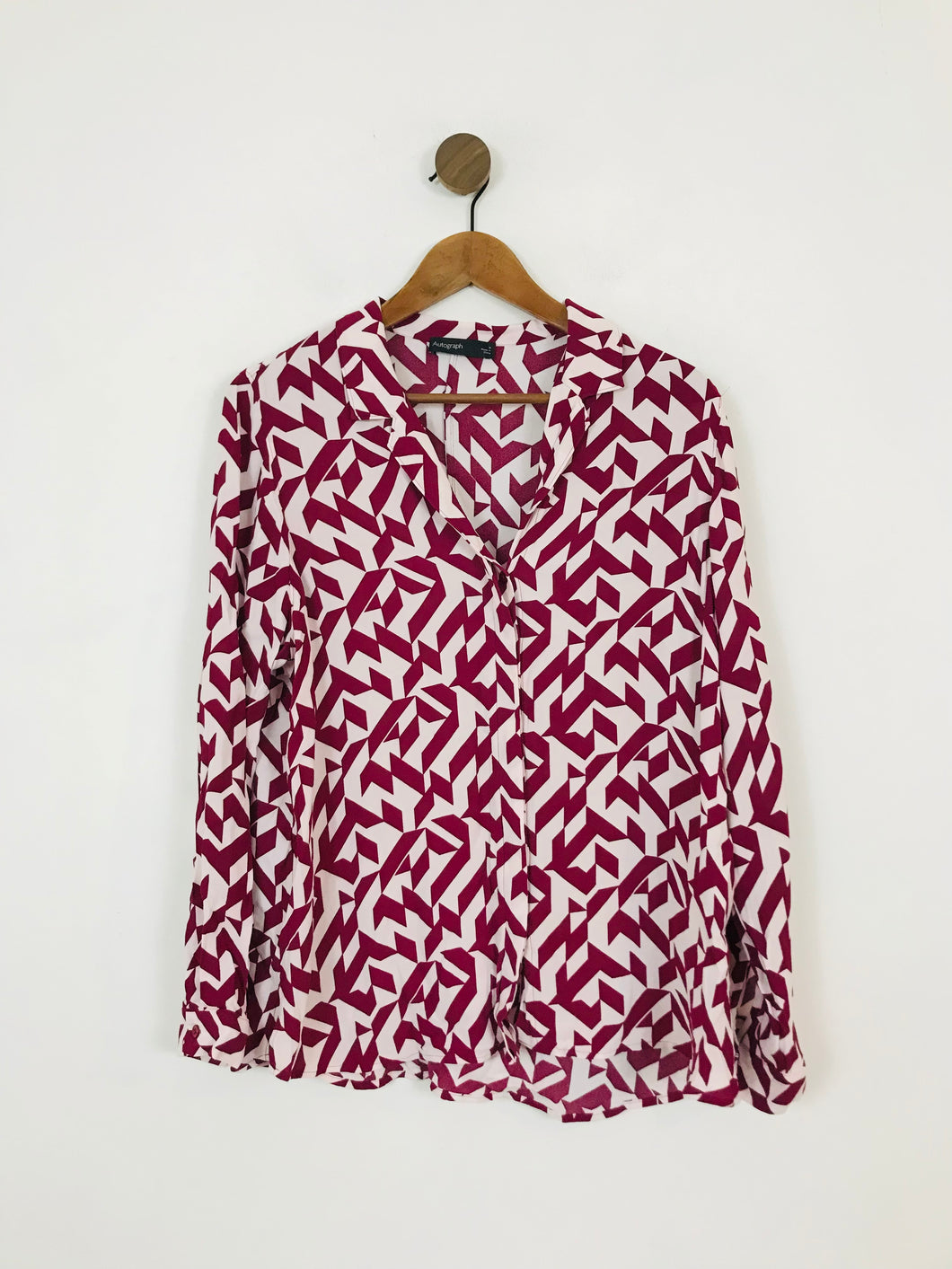 Autograph Women's Patterned Button-Up Shirt | UK16 | Red