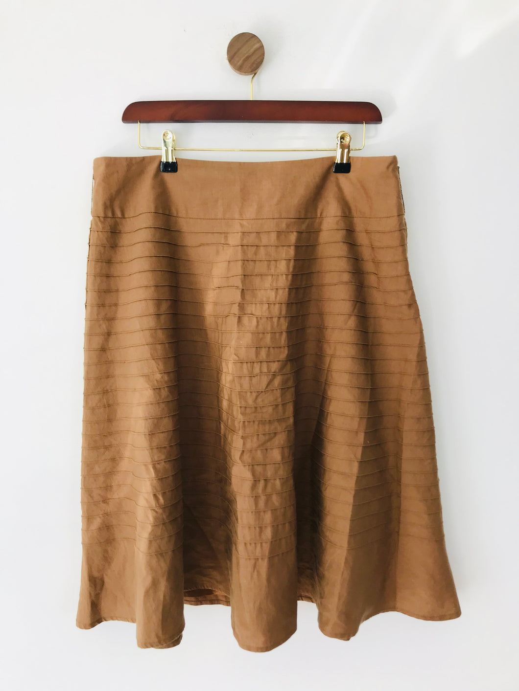 Coast Women's Pin-Tuck Midi A-Line Skirt | UK16 | Brown