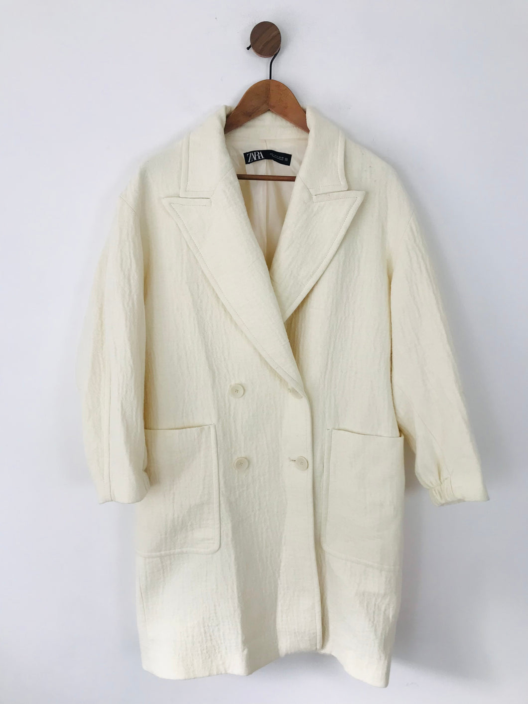 Zara Women's Oversized Overcoat Coat | S UK8 | White