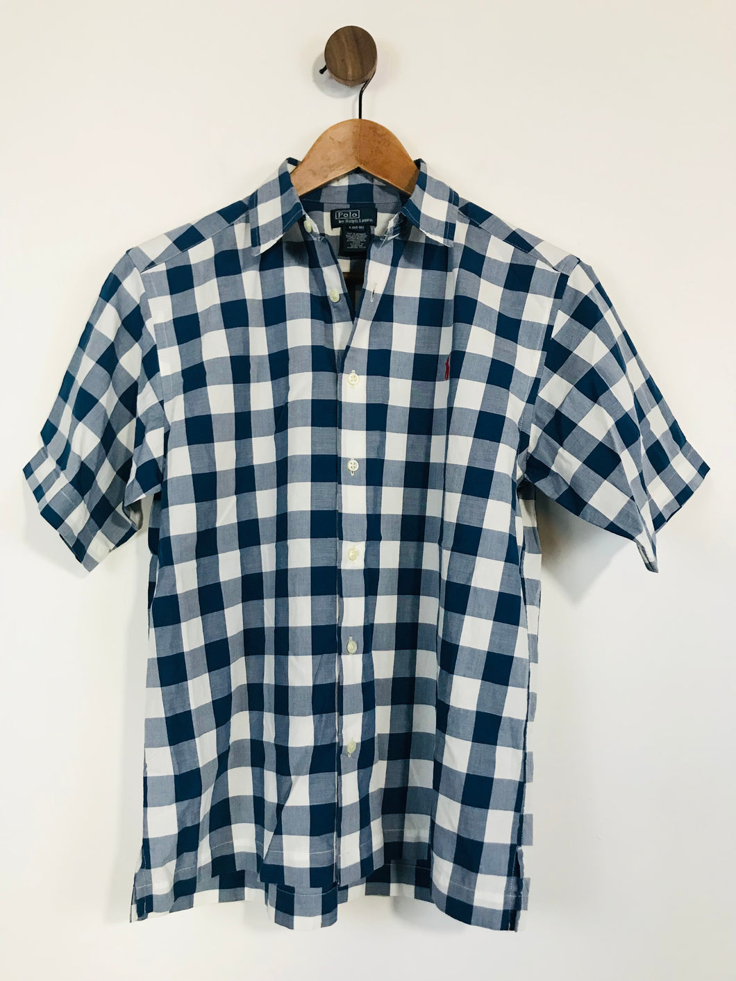 Polo by Ralph Lauren Men's Short Sleeve Gingham Button-Up Shirt | L | Blue