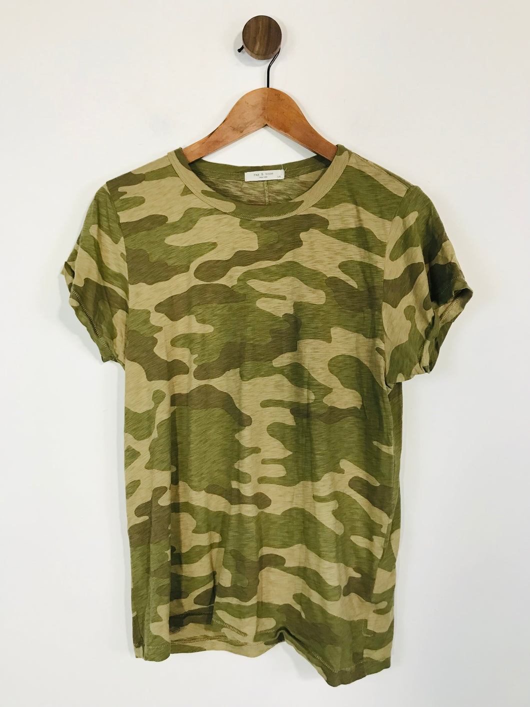 Rag & Bone Women's Camo T-Shirt | L UK14 | Green