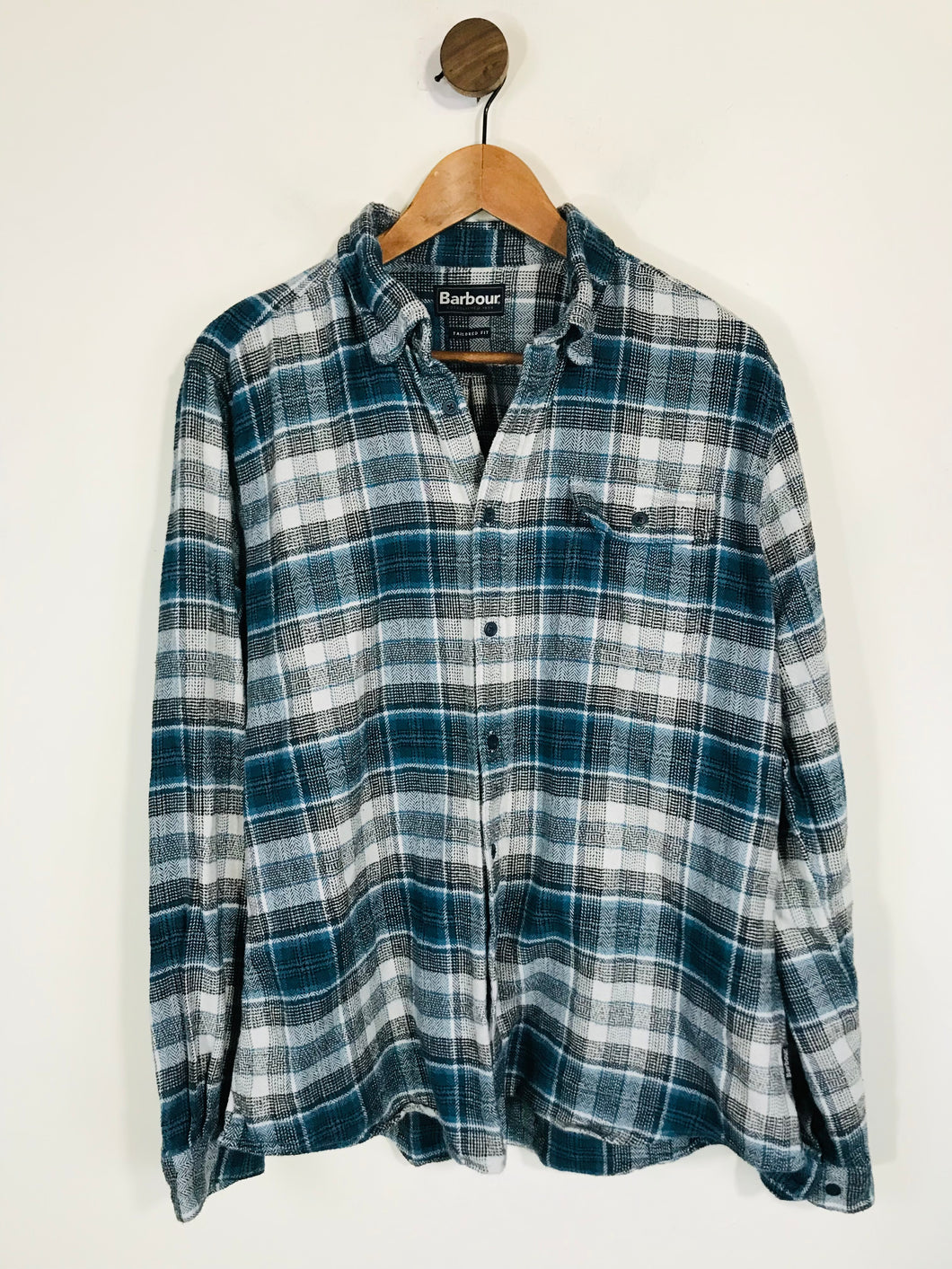 Barbour Men's Cotton Flannel Button-Up Shirt | UK20 | Blue