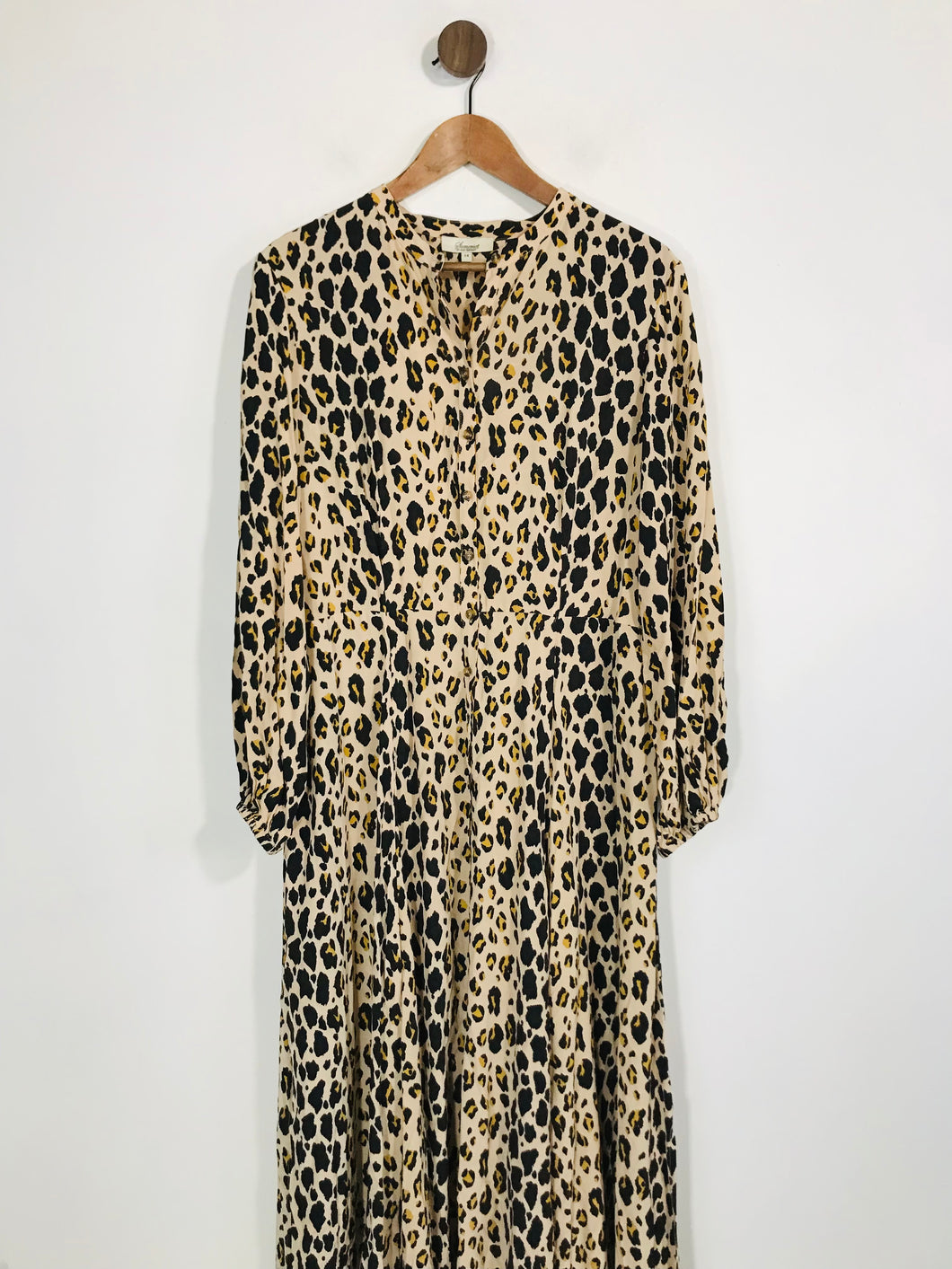 Alice Temperley Women's Leopard Print Long Sleeve Maxi Dress | UK14 | Multicoloured