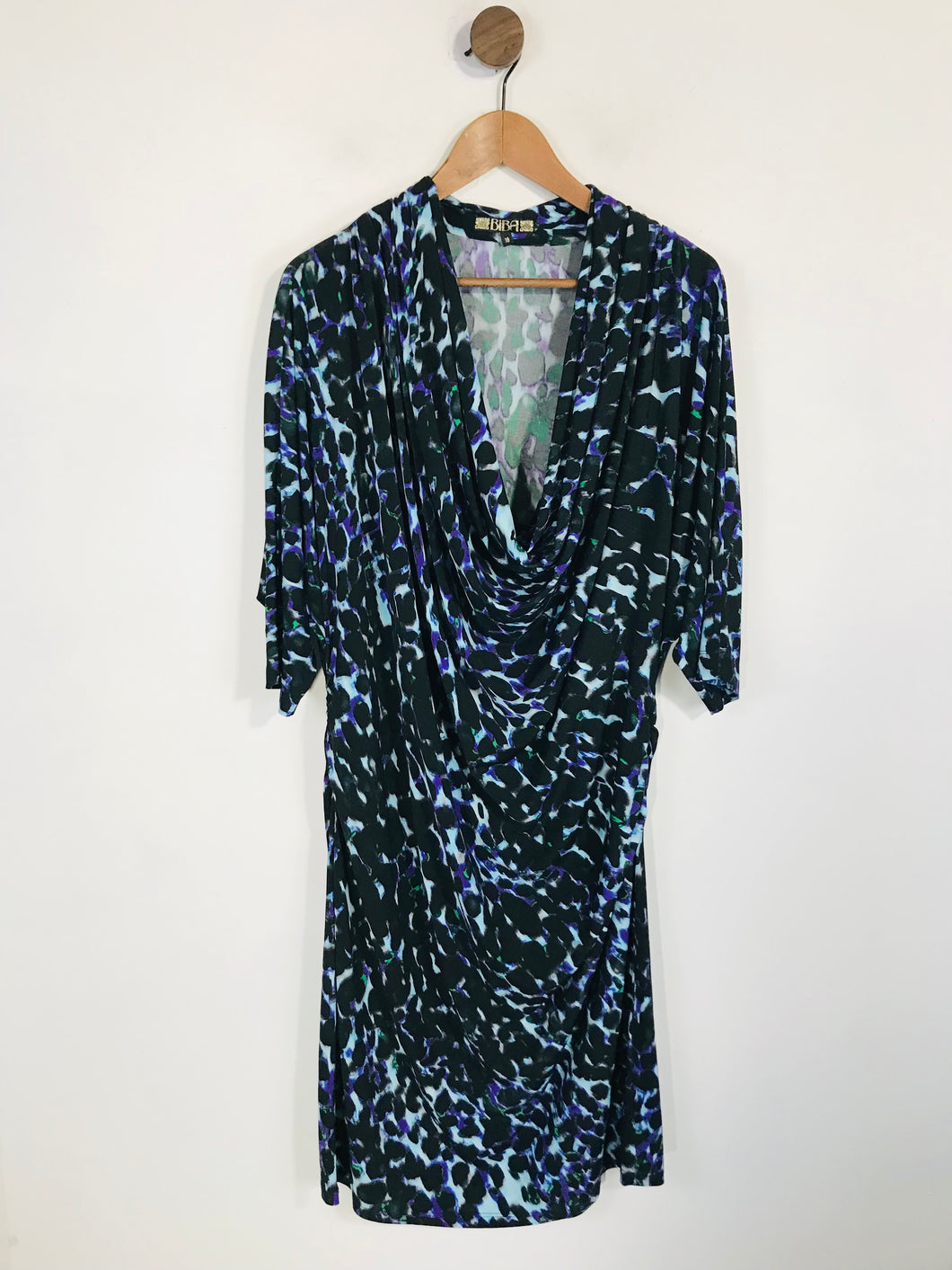 Biba Women's Leopard Print Cowl Neck Sheath Dress | UK18 | Multicoloured