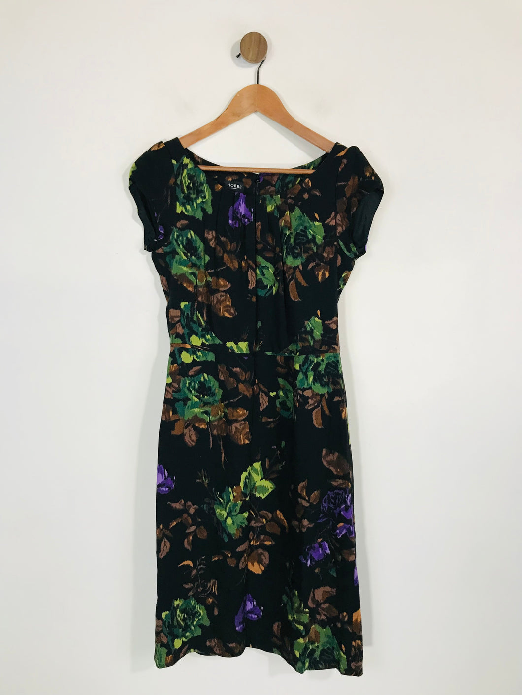 Hobbs Women's Floral Pleated Sheath Dress | UK10 | Black