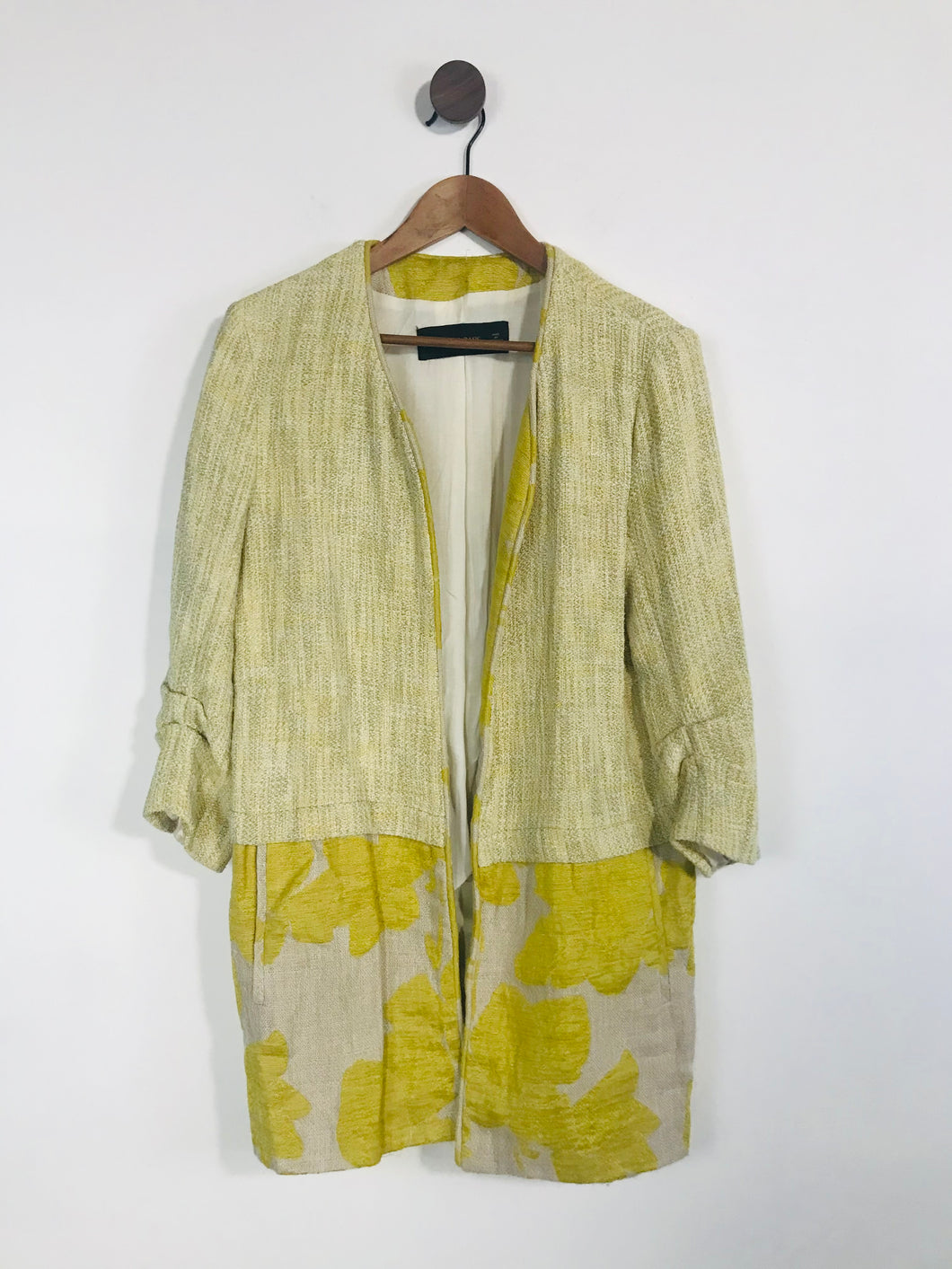 Zara Women's Cotton Overcoat Coat | L UK14 | Yellow