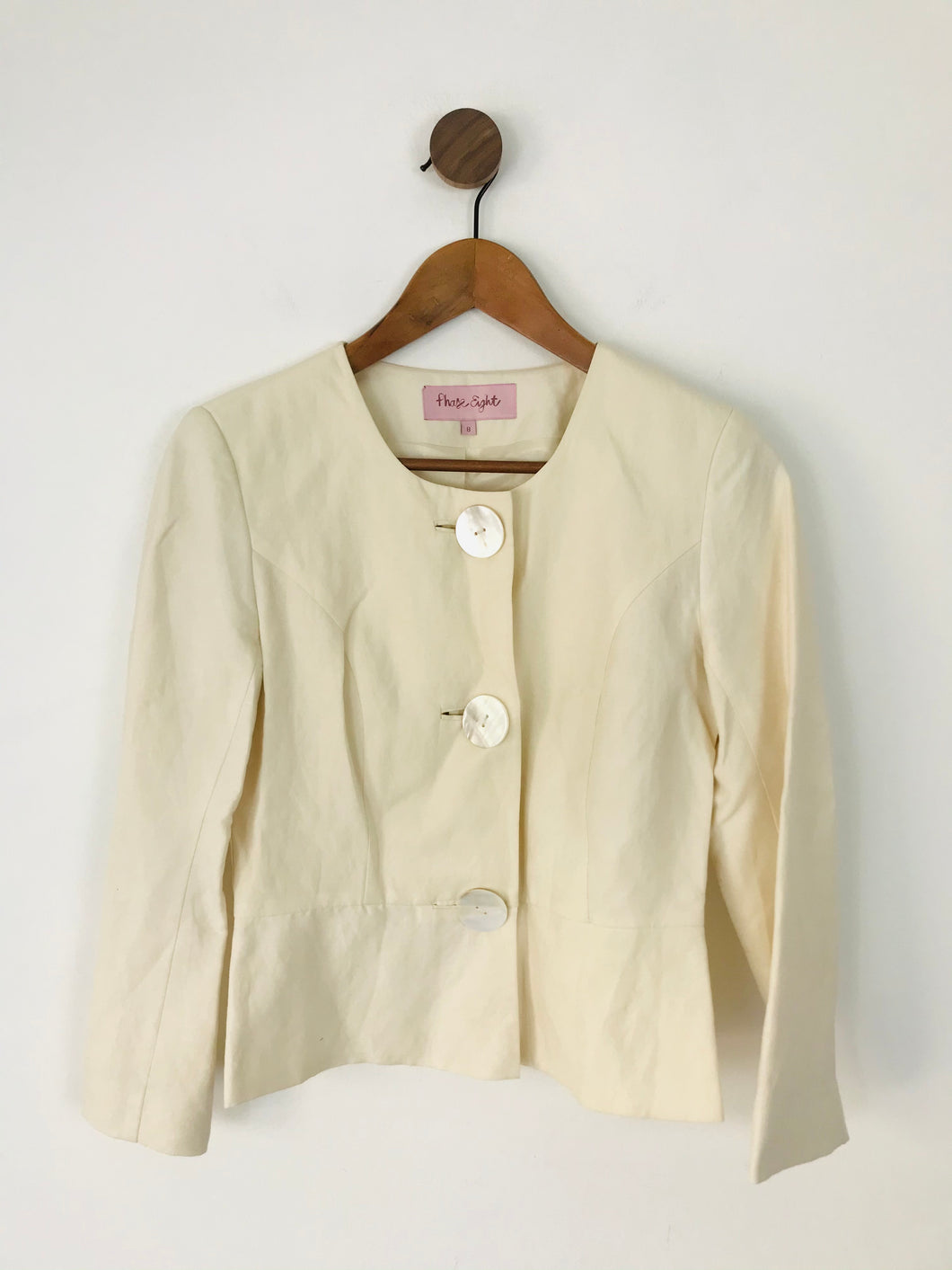Phase Eight Women’s Silk Linen Blazer Jacket Cardigan | UK8 | Cream