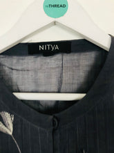 Load image into Gallery viewer, Nitya Women’s Light Kaftan Long Sleeve Shirt Dress | 46 UK18 | Blue
