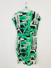 Load image into Gallery viewer, Jaeger Women’s Printed V-Neck Shift Dress | UK14 | Green
