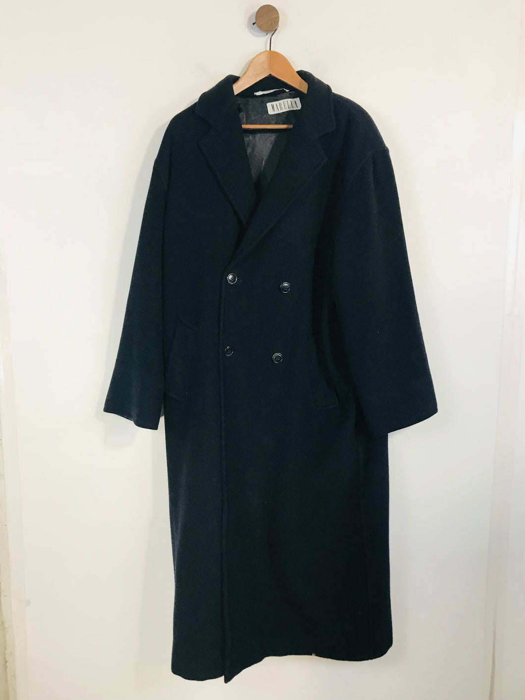 Marella Women's Cashmere Wool Overcoat Coat | UK14 | Black