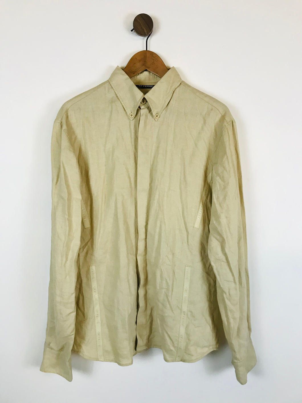 GF Ferre Men's Long Sleeve Button-Up Shirt | L/XL | Beige