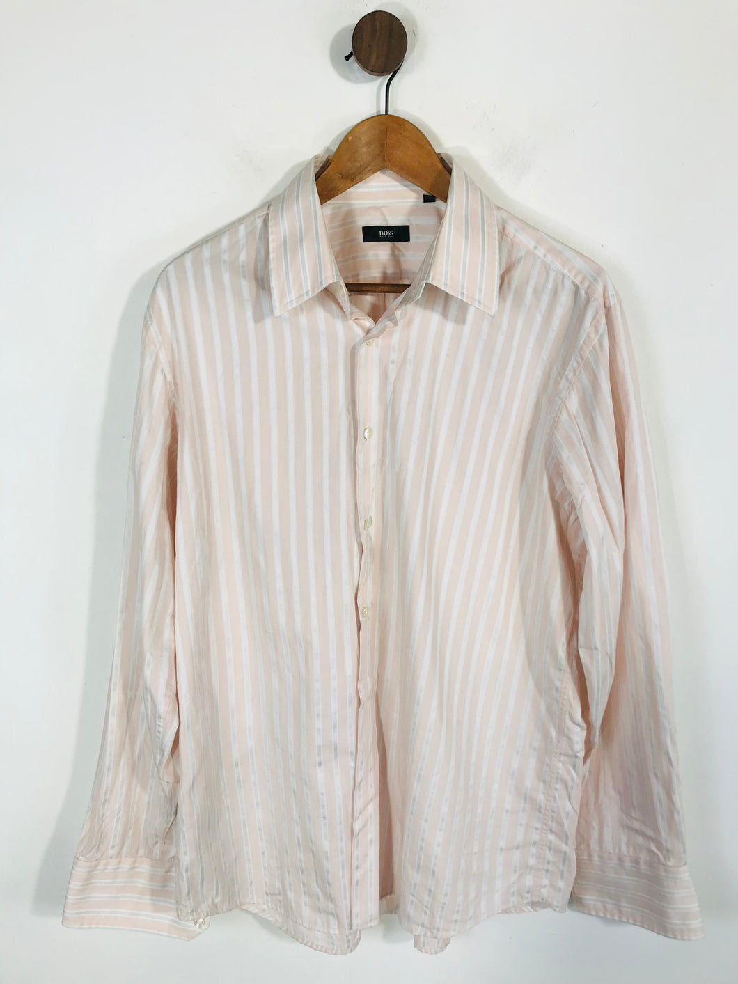 Hugo Boss Men's Cotton Striped Button-Up Shirt | L | Pink
