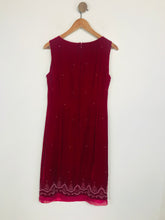 Load image into Gallery viewer, Laura Ashley Women&#39;s Velvet Beaded Sheath Dress | UK12 | Red
