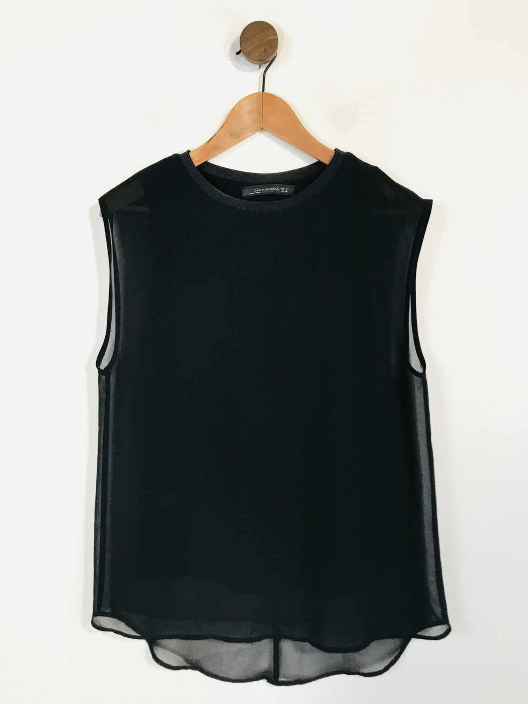 Zara Women's Sheer Mesh Tank Top | S UK8 | Black