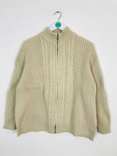 Load image into Gallery viewer, Lands&#39; End Women’s Cable Knit Zip Up Cardigan | UK18-20 | Brown
