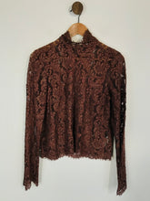 Load image into Gallery viewer, Wilfred Women&#39;s High Neck Lace Blouse | M UK10-12 | Brown
