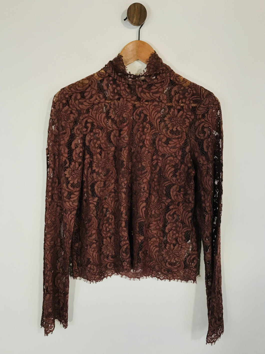 Wilfred Women's High Neck Lace Blouse | M UK10-12 | Brown