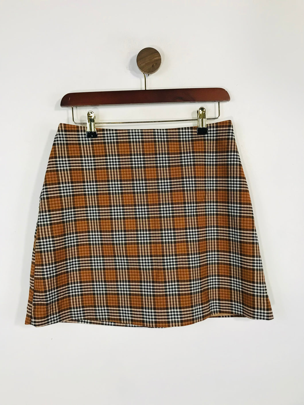 Monki Women's Check Gingham Mini Skirt | EU38 UK10 | Brown