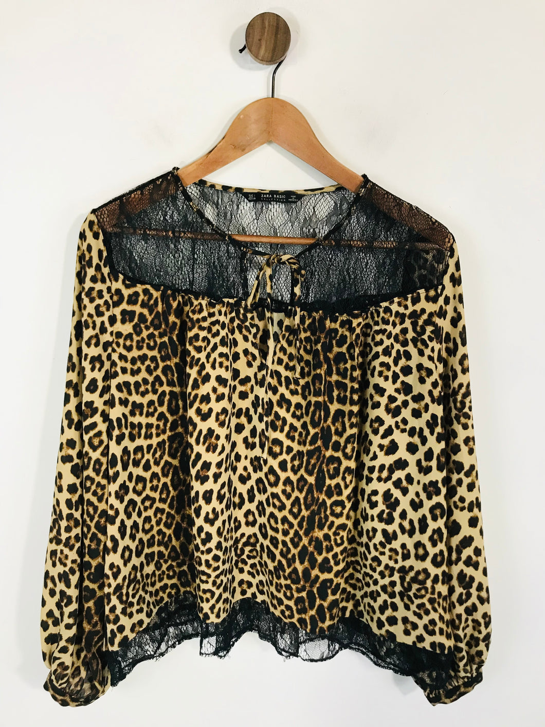 Zara Women's Leopard Print Lace Blouse | L UK14 | Multicoloured