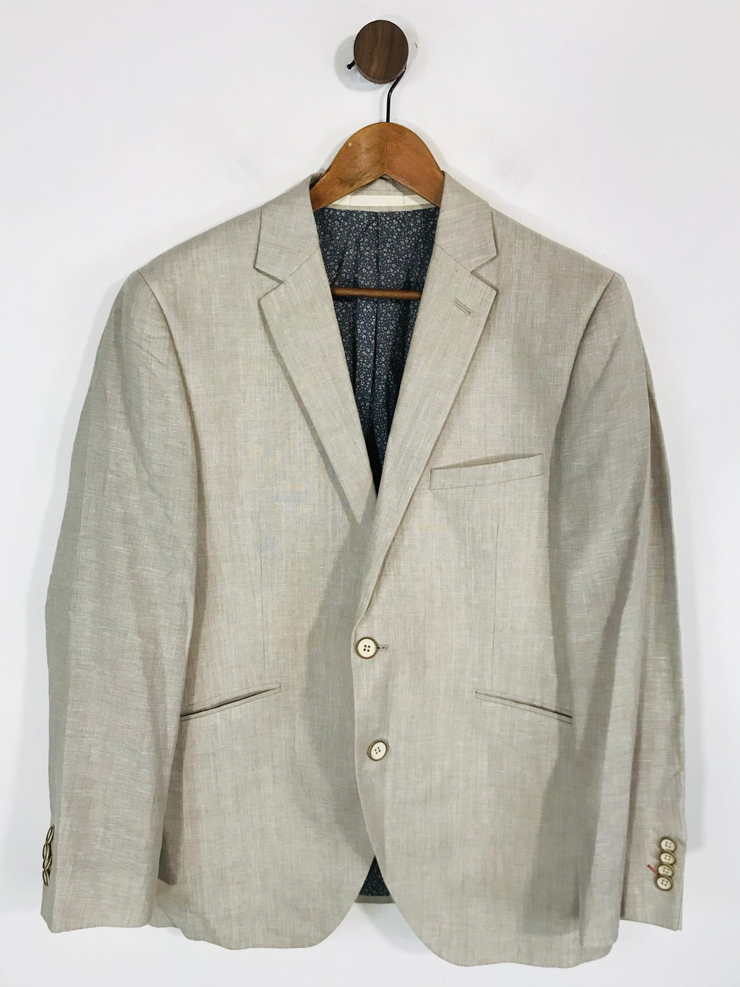 Brook Taverner Men's Linen Wool Blazer Jacket | 40S | Beige