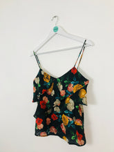 Load image into Gallery viewer, Mango Womens Floral Cami Camisole Ruffle Top | S | Black
