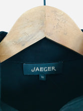 Load image into Gallery viewer, Jaeger Women&#39;s Zipper Mock Neck Blouse | UK16 | Black
