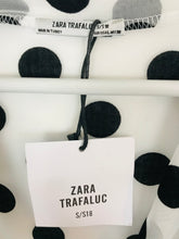 Load image into Gallery viewer, Zara Women’s Velvet Polka Dot Mesh Wrap Top NWT | L | White Black
