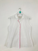 Load image into Gallery viewer, Savile Row Women’s Collared Button Up Tank Top | UK12 | White
