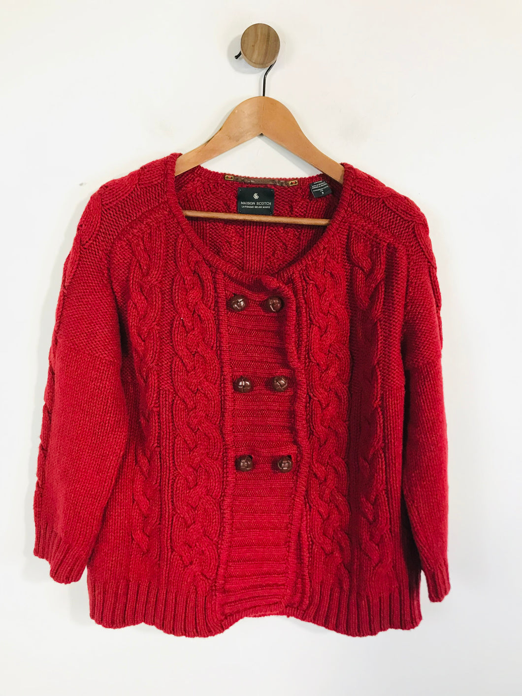 Maison Scotch Women's Wool Crochet Cardigan | 3 | Red