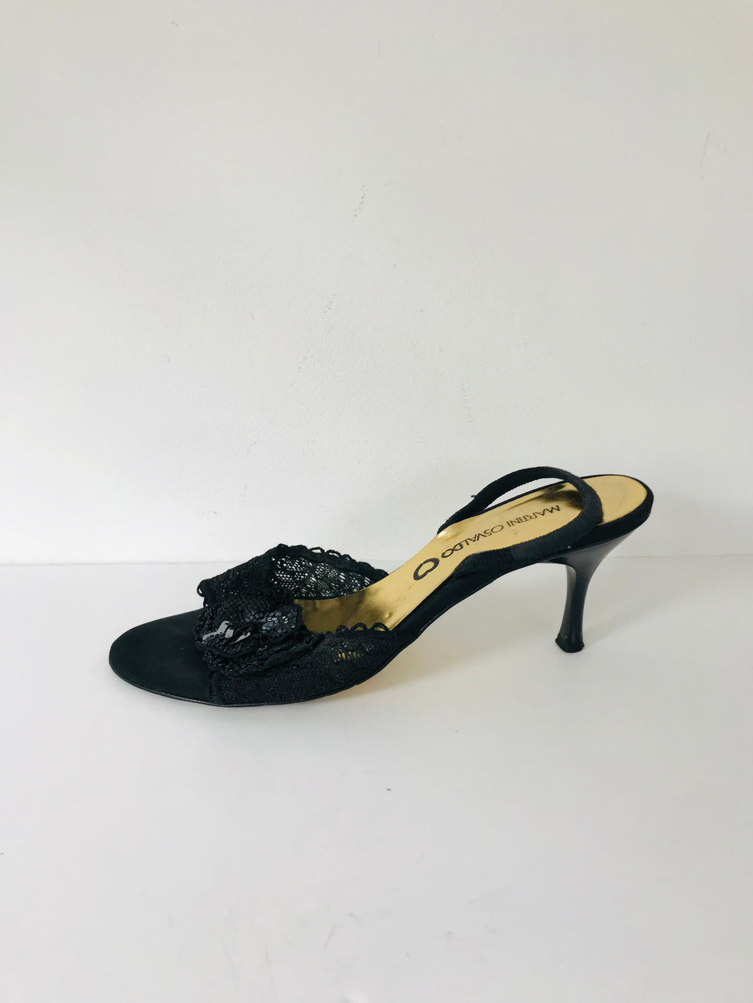 Martini Osvaldo Women's Lace Strappy Heels | 39.5 UK6.5 | Black