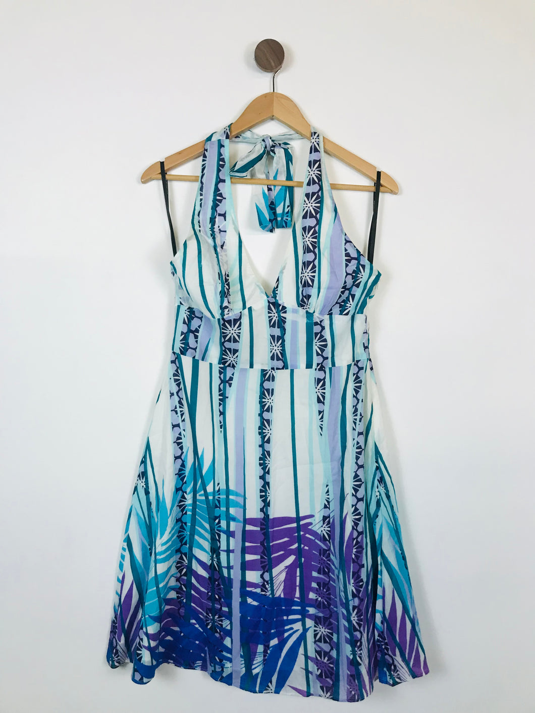 Warehouse Women's Floral, Halter A-Line Dress | UK12 | Blue