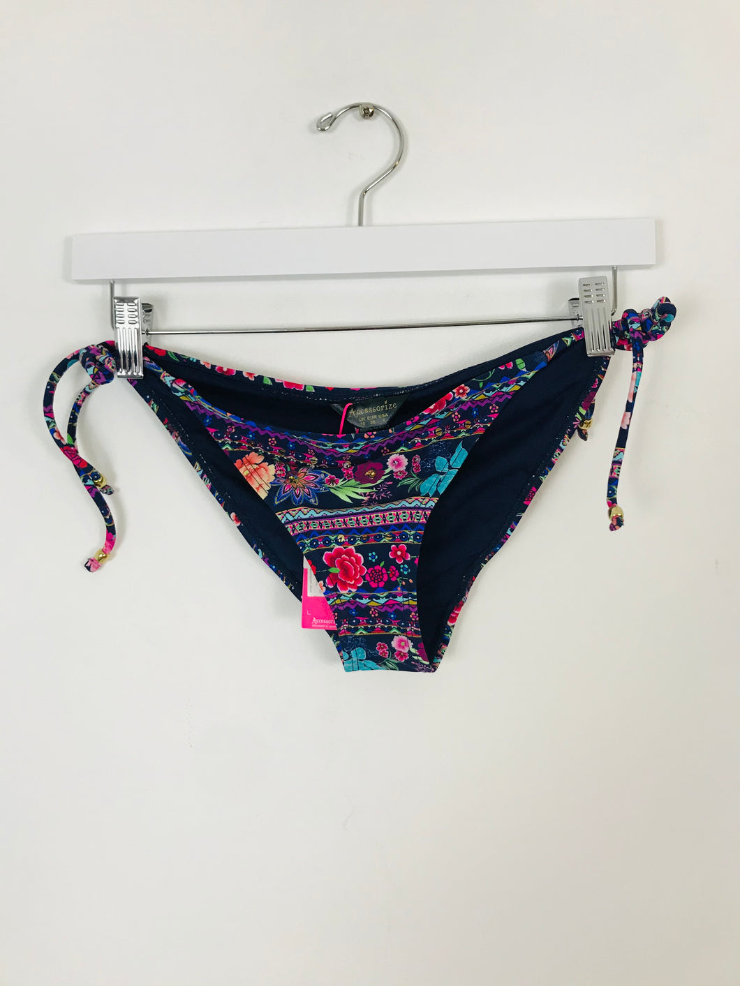 Accessorize Womens Floral Tie Bikini Bottoms NWT | UK10 | Multi
