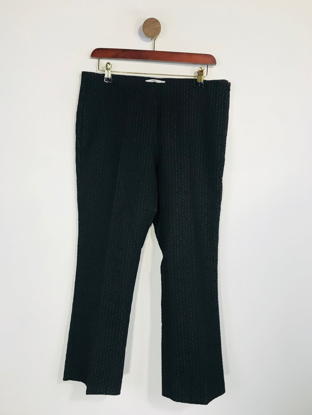 Mango Women's Floral High Waist Smart Trousers | EU40 UK12 | Black