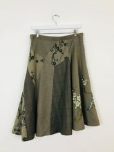Load image into Gallery viewer, St-Martin’s Womens Asymmetrical Embroidered Patchwork Skirt | M | Brown
