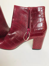 Load image into Gallery viewer, Monsoon Women&#39;s Leather Heeled Ankle Boots NWT | UK6 | Red
