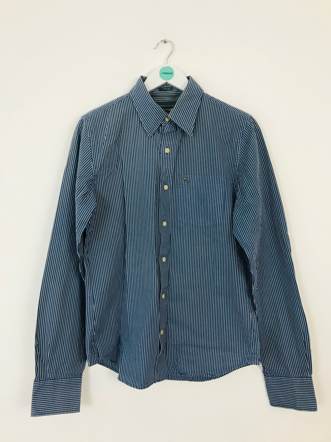 Abercrombie & Fitch Men’s Pin Stripe Long Sleeve Shirt | M | Blue