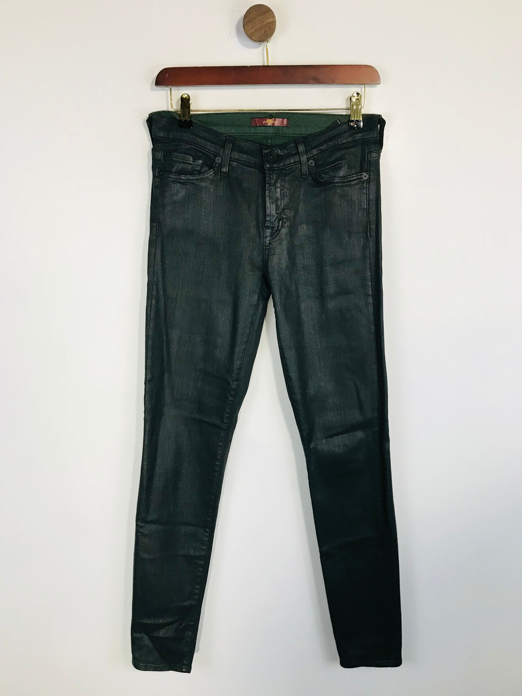 7 For All Mankind Women's Metallic Skinny Jeans | W28 UK10 | Green