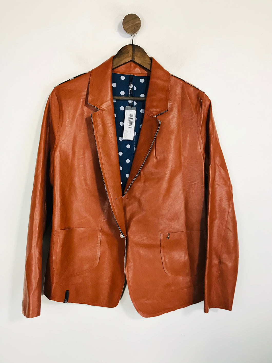 Loft 1 Women's Faux Leather Blazer Jacket With Tags | L UK14 | Brown