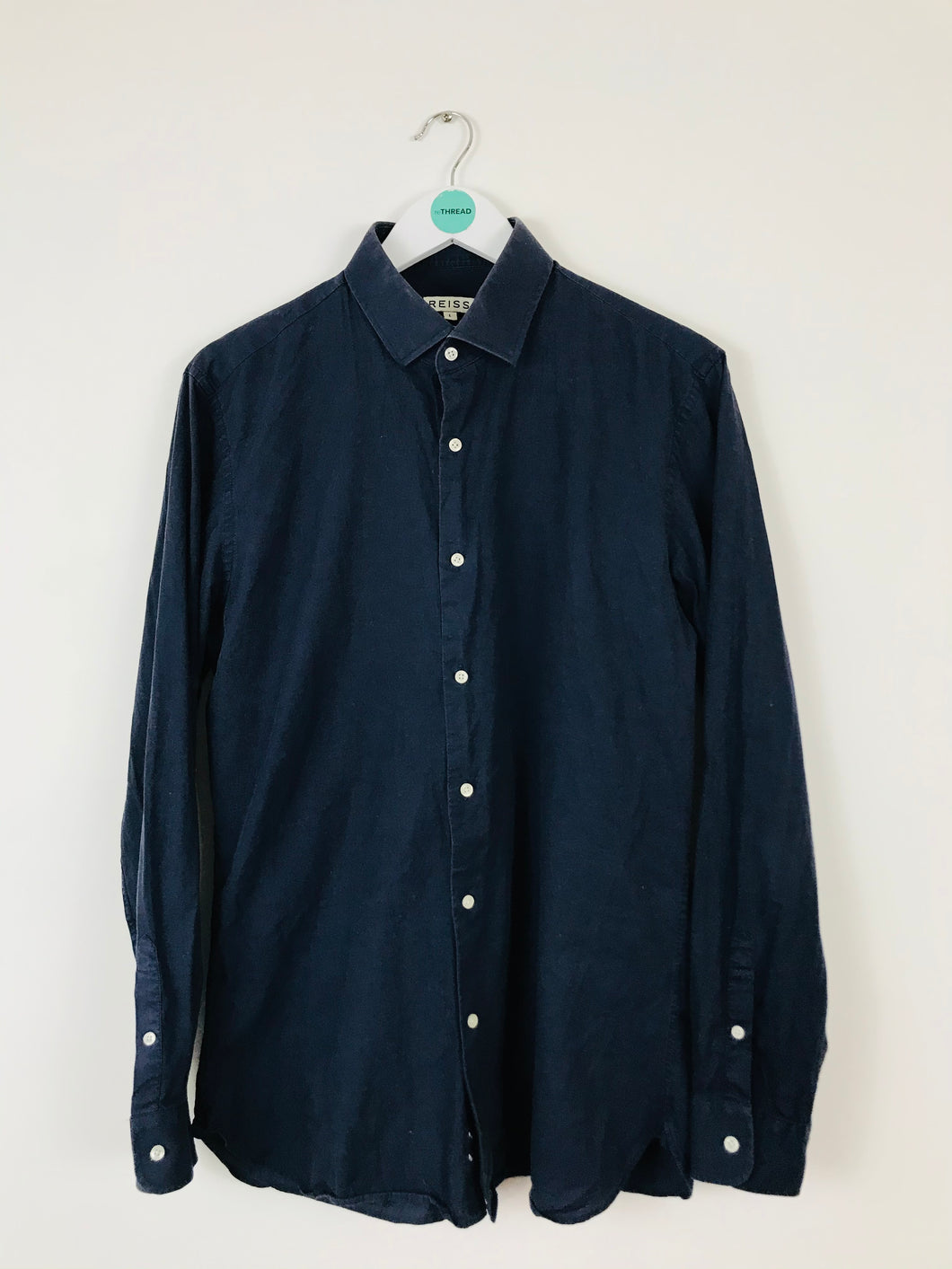 Reiss Men’s Long Sleeve Slim-Fit Shirt | L | Blue